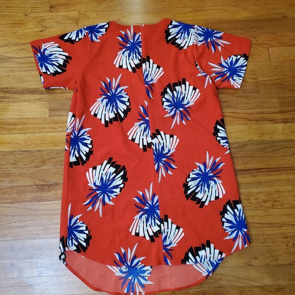 Plus Red Orange Floral Dress Size 14 - Picture 3 of 8